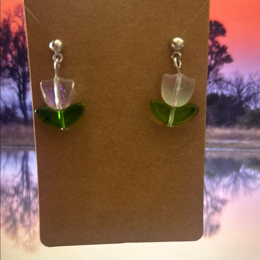 Elegant Green and Clear Earrings